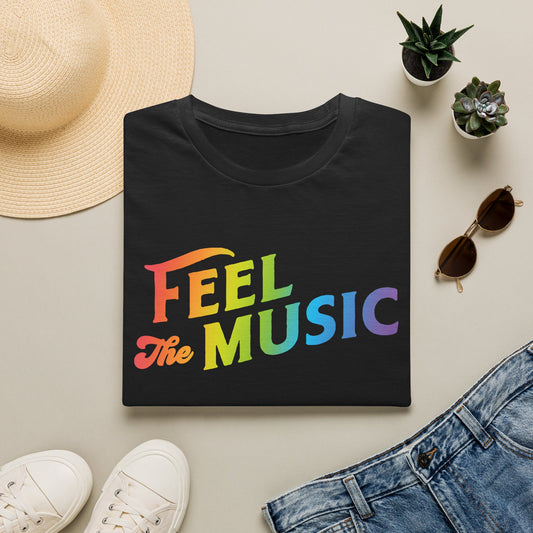 T-shirt à logo Electric Allure Feel The Music – T-shirt graphique musique, unisexe, tailles S–3XL