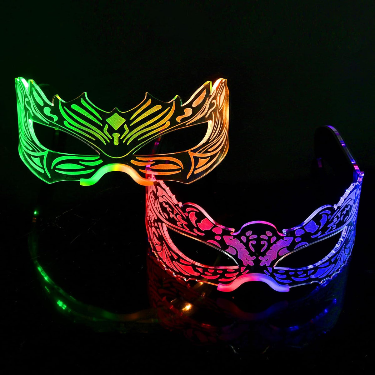 Electric Allure Neon Fright LED Rave Glasses – Halloween Light-Up Party Eyewear